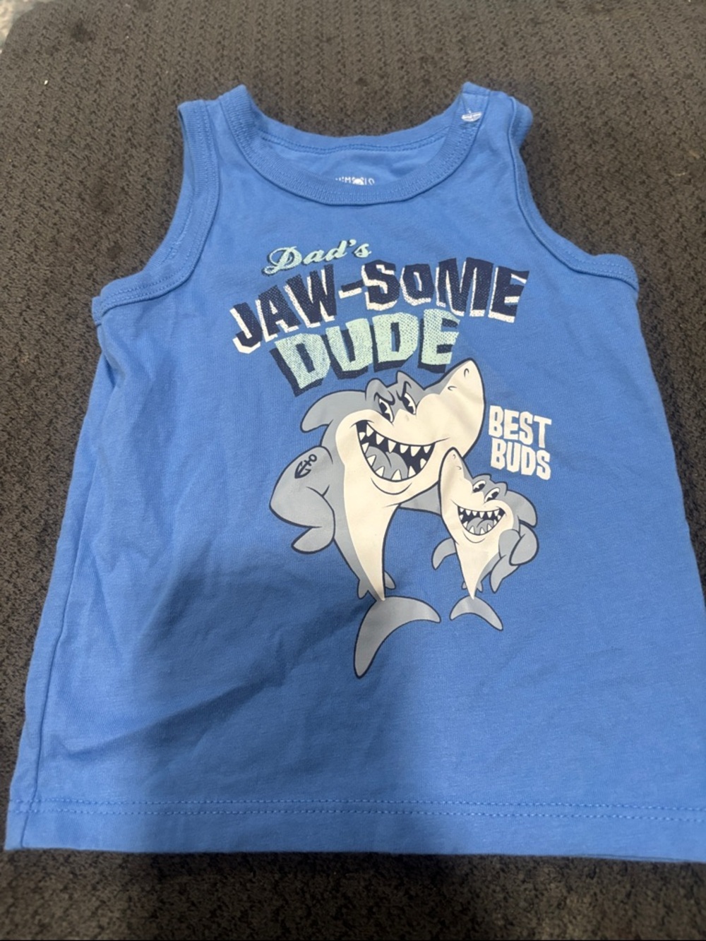 🟢10/$10 - Dad's Jaw-some Dude Blue Shark Tank Top - Kids